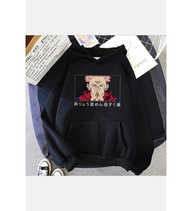 Jujutsu Kaisen Sukuna Kapşonlu Sweatshirt (Siyah)