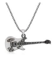?Gümüş Elektro Gitar Erkek Kolye