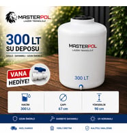 300 Lt Dikey Su Deposu Vana Hediyeli Tankı Bidonu Karavan