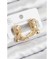 Pirinç Çizme Model Gold Renk Kadın Küpe (Altın)