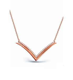 925 Ayar Gümüş Zirkon Taşlı Rose V Kolye - N087101