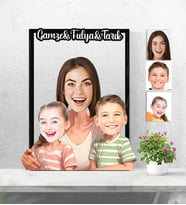 Kişiye Özel 3D  Ahşap Tablo Anne Kız Oğlu-2 30x40 -41
