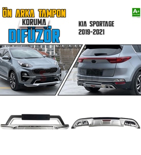 S-Dizayn Kia Sportage Ön ve Arka Tampon Koruma Difüzör Seti 2019-2021 A+ Kalite (Karışık)