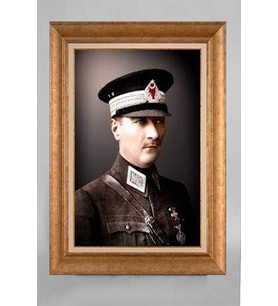 Çerçeveli Paspartulu Atatürk Tablo a34 (Gold)