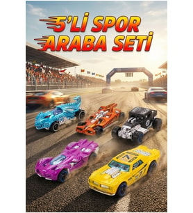 Metal Gövdeli 5'li Spor Araba Seti - 1:64 Ölçekli Diecast Yarış ve Fantastik Oyuncak Araba Paketi