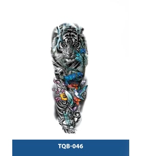 TQB-046 KAPLAN VE ÇİÇEK DESEN RENKLİ GEÇİCİ KOL DÖVMESİ-TATTO
