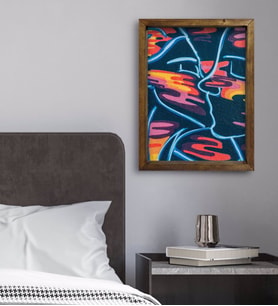 BK Gift Yatak Odası Konseptli Doğal Masif Ahşap Çerçeveli Tablo 45x65cm-92