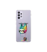 Samsung Galaxy A32 ile Uyumlu Splash Tembel Hayvan Tasarımlı Şeffaf Silikon Kılıf