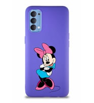 Oppo Reno 4 Soft Premier Kapak Minnie Mouse-D Tasarımlı Silikon Kılıf - Mor (Şeffaf)