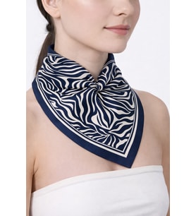 Tarzını Seç Mavi Zebra Fular / Bandana / Aksesuar 48x48 cm