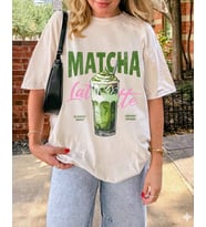 kadın matcha özel tasarım beyaz tshirt