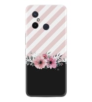 Xiaomi Redmi 12c Kılıf Resimli Desenli Baskılı Silikon Strip Pink Flowers 1396
