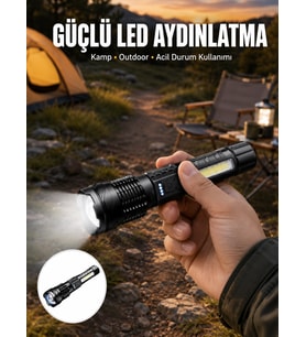 Şarjlı El Feneri Yüksek Işık Gücü Uzun Menzil