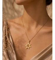 Kişiye Özel 925 Ayar Gümüş Zarif Güneş Model Harf Kolye (Gold)