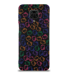 Xiaomi Redmi Note 9 Pro Uyumlu Lansman Kılıf Hello Kitty Tasarımlı İçi Kadife Kapak-Siyah (Şeffaf)