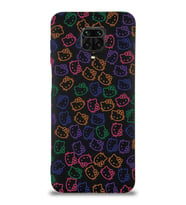 Xiaomi Redmi Note 9 Pro Uyumlu Lansman Kılıf Hello Kitty Tasarımlı İçi Kadife Kapak-Siyah (Şeffaf)