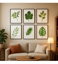 Modern Salon ve Ofis Dekorasyonu 6'lı Botanik Poster Seti - 20x28 cm Duvar Tablosu