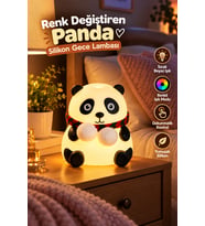 Sevimli Panda Silikon Gece Lambası Renkli Işık Modu Dokunmatik Kontrollü Aydınlatma