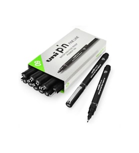 Uni-Ball Çizim Kalemi Akrilik Uçlu Fine Line Pin 0.9 MM Siyah (12 Li Paket)
