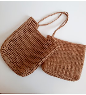 Elchandmade Tığ İşi Örgü Kağıt İp Kraft İç Çantalı File Tote Bag
