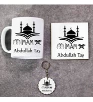 İmam Kupa Bardak Altlık ve Anahtarlık Hediye Seti (Model 1)
