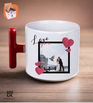 Kişiye Özel Love You Yazılı Fotoğraf Baskılı Premium Kırmızı Porselen T Elite Kupa - GDTK-901023 (Beyaz)