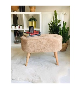 Gürgen Ahşap Ayak welsoft Kumaş Oval Pufidik Puf Bench Tabure Sandalye berjer koltuk