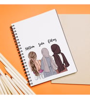 Kız Arkadaşlar Tesettürlü - Açık Tasarımlı Defter Kişiye Özel