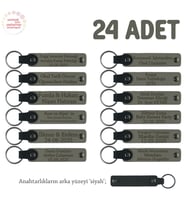 Kül Gri & Siyah, Doğa Yürüyüş Grubu İçin İsim Yazlıabilen Hatıra Anı Anahtarlık 24’lü Set