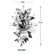 TH-800 ORTA BOY KELEBEK VE GÜL DESEN GEÇİCİ DÖVME-TATTO