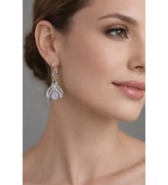 Yaprak Model Pembe Kuvars Taşlı Telkari El İşçiliği 925 Ayar Gümüş Küpe