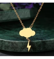 Kişiye Özel 925 Ayar Gümüş Bulut ve Şimşek Kolye (Gold)