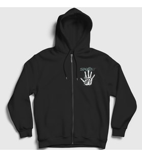 Presmono Unisex Siyah Sick Of It Skillet Fermuarlı Kapüşonlu Sweatshirt 539913tt