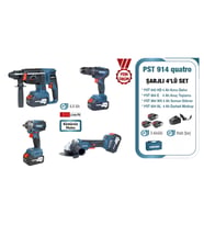 Proter PST 914 quatro 4.0 Ah 20 V Li-ion Pil  Kömürsüz Şarjlı (Dörtlü Makina Set) P1EA019