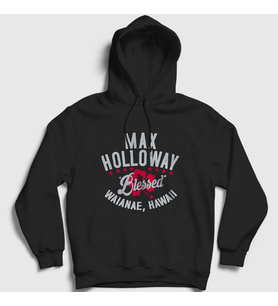 Presmono Unisex Siyah Blessed Mma Ufc Max Holloway Kapüşonlu Sweatshirt 473987tt
