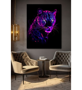 NEON DESENLİ LEOPAR KANVAS TABLO EV DUVAR SALON OFİS DÜKKAN HEDİYELİK DEKARASYON SÜSÜ