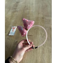 Pembe Boncuklu Fiyonklu Kız Çocuk Tacı