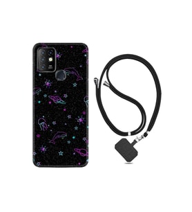 Infinix Hot 8 Kılıf Resimli Desenli Silikon Boyun Askılı Galaxy Yunus Göz 1860