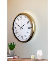 İhtişamlı Gold 52 Cm Metal Roma Rakamlı Lüks Duvar Saati (Standart)