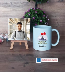 Askere Hediye Fotoğraflı Dekoratif Taş, Kupa Bardak Beyaz Hediye (Model 1)