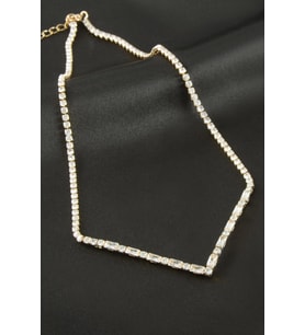 Üçgen Tamtur Zirkon Taşlı Lüks Kolye 2 mm (Sarı)