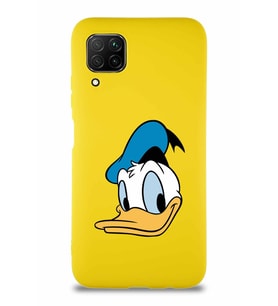 Huawei P40 Lite Soft Premier Kapak Donald Duck-B Tasarımlı Silikon Kılıf - Sarı (Şeffaf)