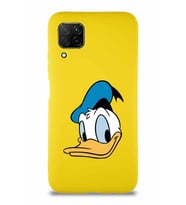 Huawei P40 Lite Soft Premier Kapak Donald Duck-B Tasarımlı Silikon Kılıf - Sarı (Şeffaf)