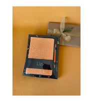Simli Kapaklı Defter, Makyaj / Kalem Çantası ve 1 Adet Kalem Hediyelik Set (Turuncu)