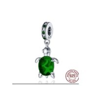 Murano Camı Yeşil Deniz Kaplumbağası Sallantılı Charm