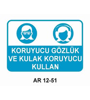 KORUYUCU GÖZLÜK VE KULAK KORUYUCU KULLAN KADIN FİGÜRLÜ İŞ GÜVENLİĞİ UYARI LEVHASI 1 ADET PVC 21 X 29CM