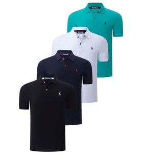 DÖRTLÜ SET T8561 DEWBERRY ERKEK T-SHIRT-SİYAH-BEYAZ-LACİVERT-AÇIK YEŞİL (Karışık)
