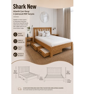 Shark New 4 Çekmeceli Çift Kişilik MDF Karyola