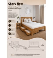 Shark New 4 Çekmeceli Çift Kişilik MDF Karyola