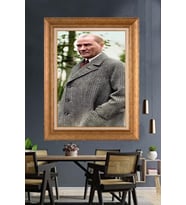 Altın Varaklı Çerçeveli Paspartulu Atatürk Tablo DC1314 (Gold)